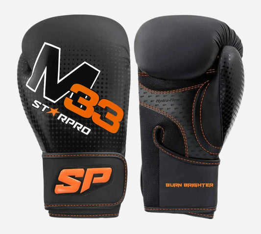 M33 sparring gloves 
Matt Black/Neon Orange