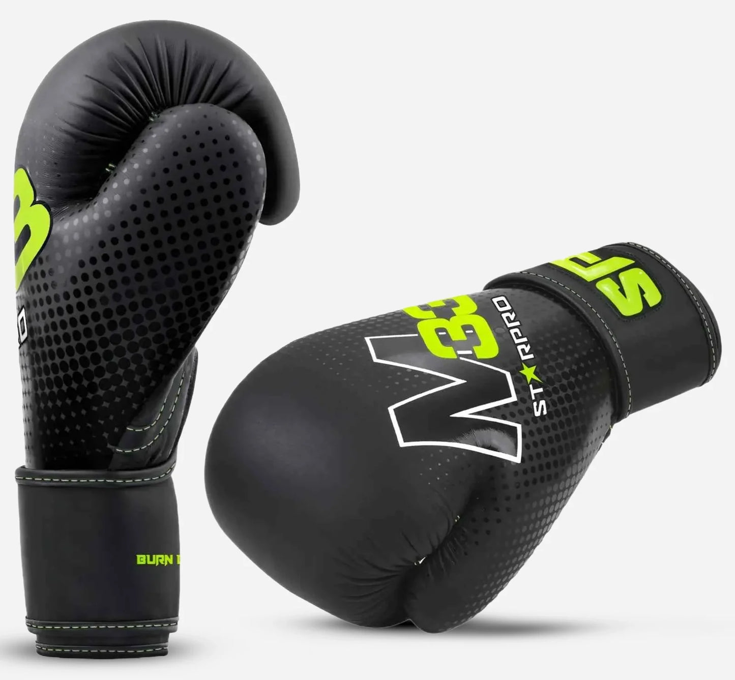 M33 sparring gloves 
Matt Black/Neon Green