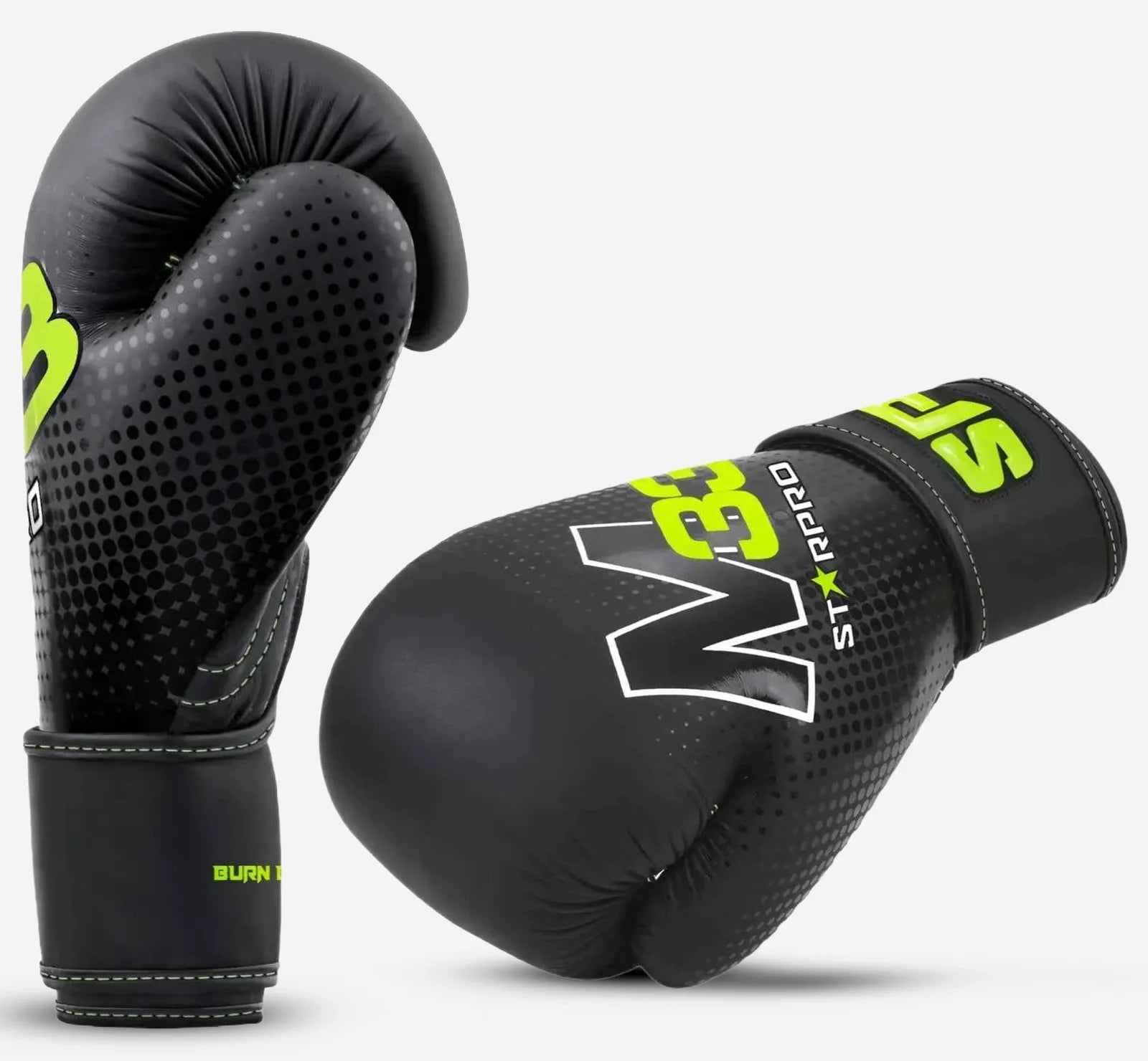 M33 sparring gloves 
Matt Black/Neon Green