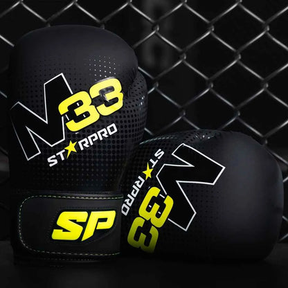 M33 sparring gloves 
Matt Black/Neon Green