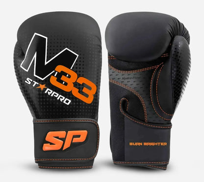 M33 sparring gloves 
Matt Black/Neon Orange