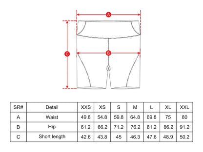 Short Shots (Women) Black size chart