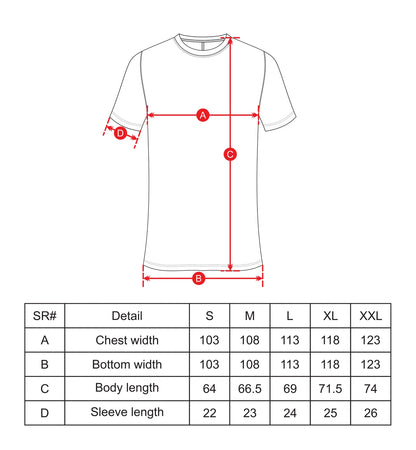 Training T Shirt (Unisex) size chart Black