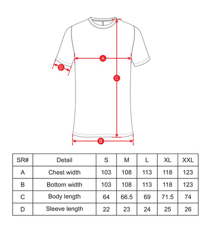 Training T Shirt (Unisex) size chart Black